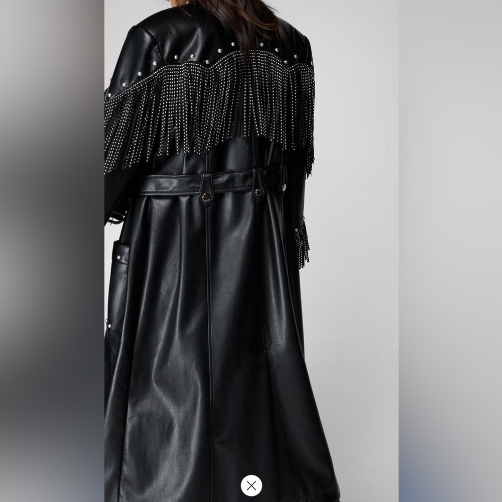 Black Studded Fringe Women's Jacket - Picture 4 of 5